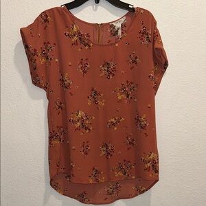 Faded Red Rose Terracotta Floral Top